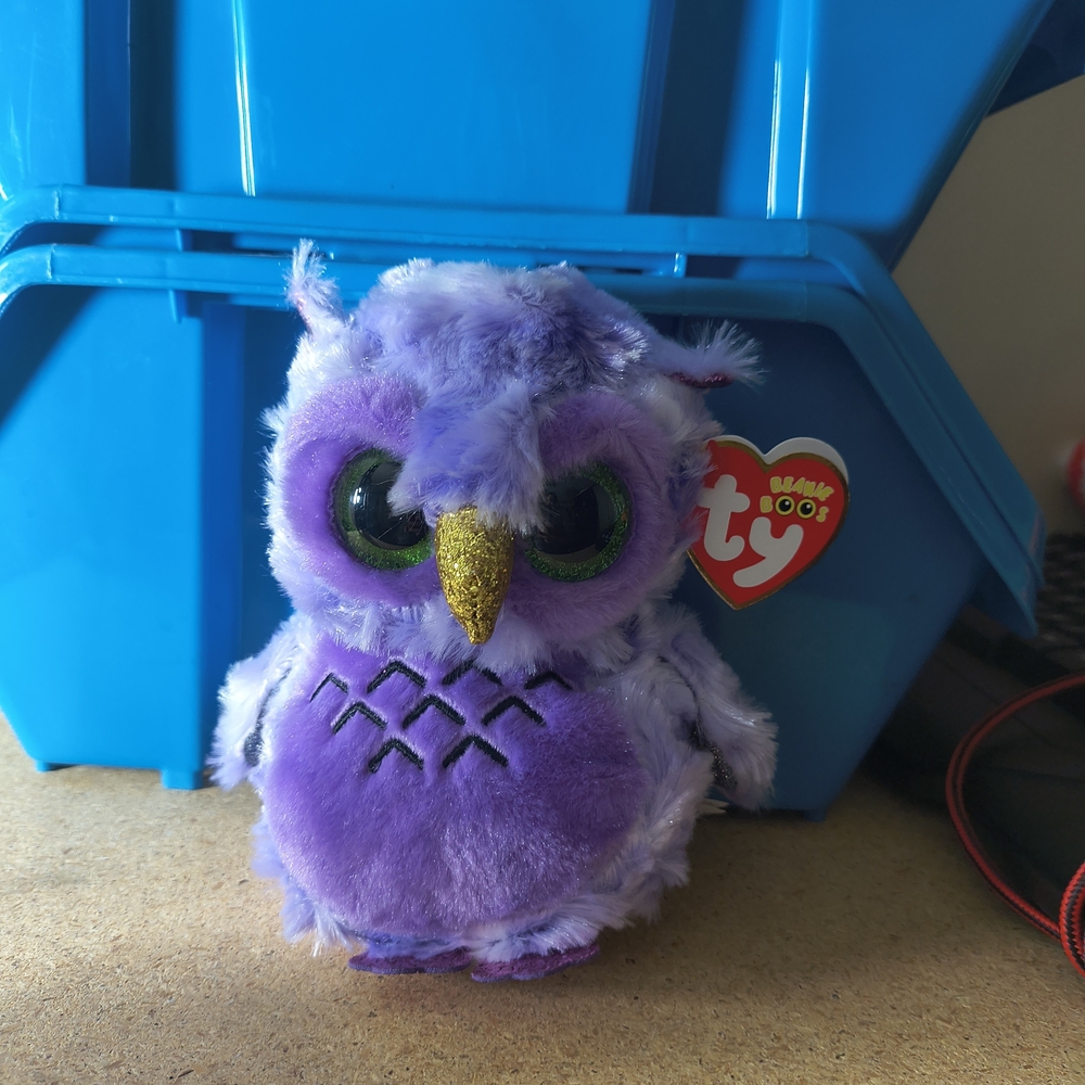 Ty Purple Owl Plush with Gold Beak